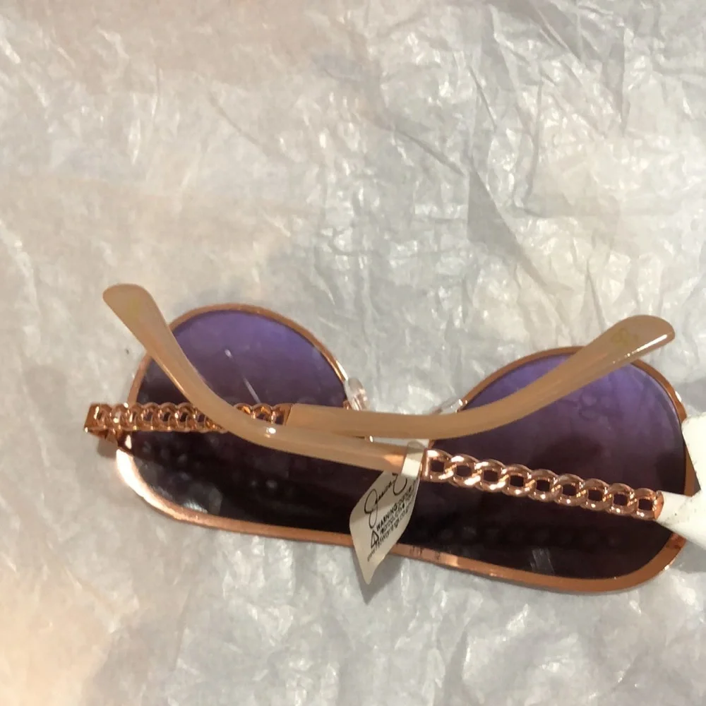 Jessica Simpson J6228 nude gray‎ rose gold Metal Shield Aviator Pilot Sunglasses